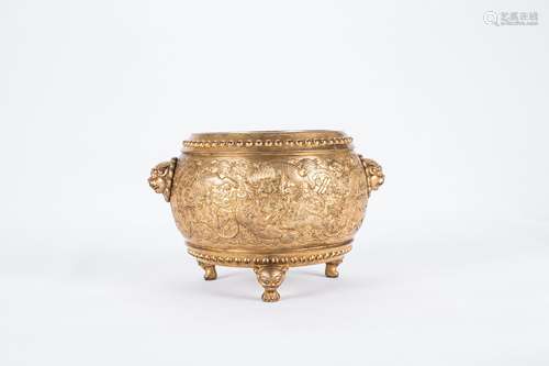 Chinese gilt bronze incense burner.