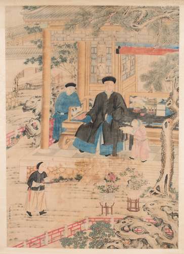 Chinese painting scroll of a court officer.