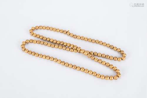 Chinese gilt silver Buddhist prayer beads necklace.