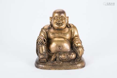 Chinese gilt bronze Laughing Buddha statue