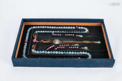 Chinese aquamarine beads court necklace