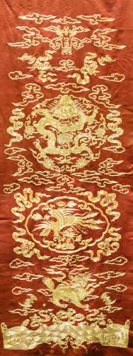 A group of four Chinese embroidery silk panels.