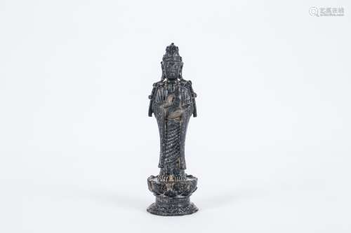 Chinese carved stone Guanyin statue.