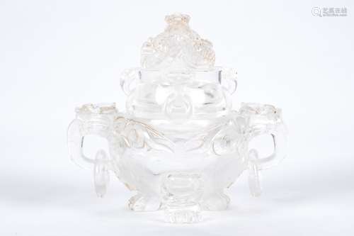 Chinese carved rock crystal incense burner