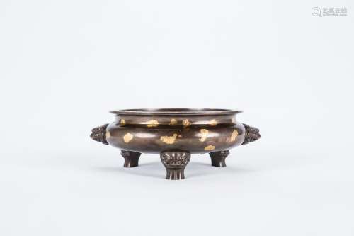 Chinese gold-splash bronze incense burner