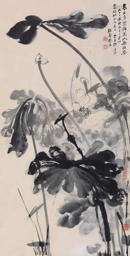 张大千（1899-1983） 1973年作 泼墨荷花 镜心 设色纸本