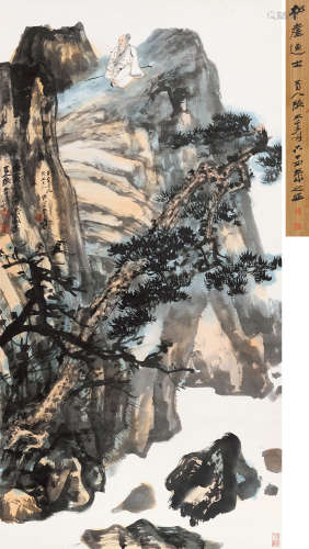 张大千（1915-2050） 1962年作 松崖逸士 立轴 设色纸本