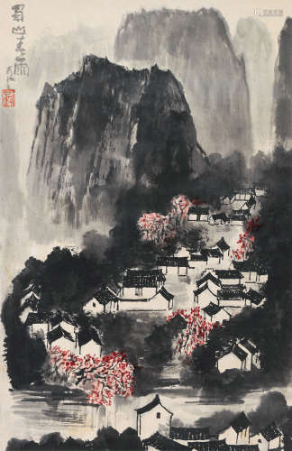 李可染（1907-1989） 蜀山春雨 立轴 设色纸本
