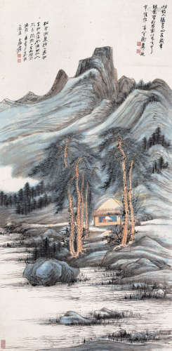 张大千（1899-1983） 1947年作 松壑茅亭图 立轴 设色纸本