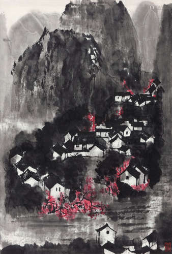 李可染（1907-1989） 蜀山春雨 镜心 设色纸本