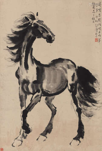徐悲鸿（1895-1953） 1942年作 立马图 立轴 水墨纸本