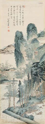 溥儒（1896-1963） 1942年作 空谷幽寺 镜心 设色纸本