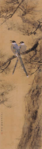 陈之佛（1896-1962） 枝头小景 立轴 设色绢本