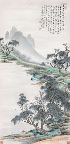 冯超然（1882-1954） 1939年作 湖天春色图 立轴 设色纸本