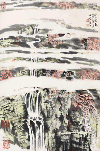 陆俨少（1909～1993） 1980年作 秋山云起 立轴 设色纸本