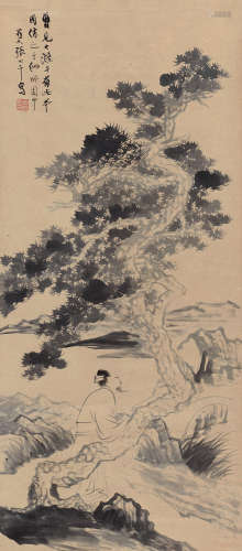 张大千（1899～1983） 松下高士 立轴 水墨纸本
