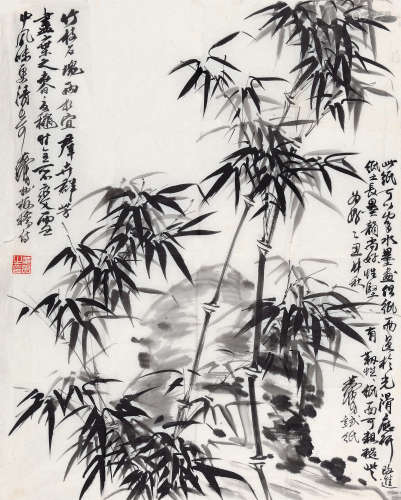 黄胄（1925～1997） 1986年作 竹石图 镜心 水墨纸本
