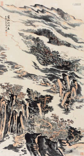 陆俨少（1909～1993） 1982年作 寒树幽涧图 立轴 设色纸本