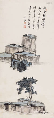 溥儒（1896～1963） 秋山雁痕水自鸣 镜心 水墨纸本