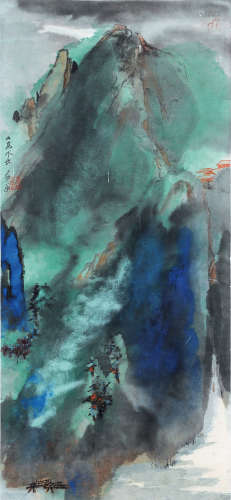 张大千（1899～1983） 山高水长 镜心 设色纸本