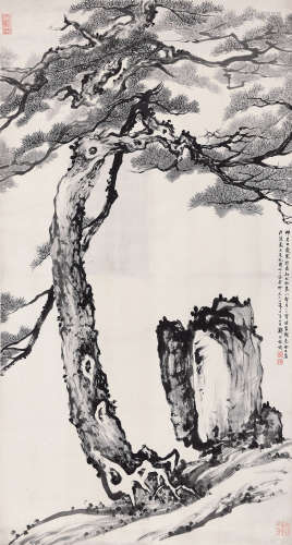 郦承铨（1904～1967） 1962年作 松石图 立轴 水墨纸本