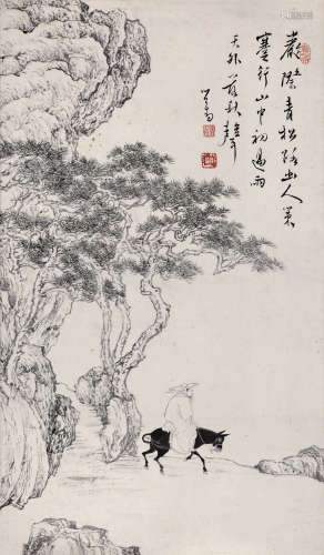 溥儒（1896～1963） 幽人策蹇秋山行 镜心 水墨纸本