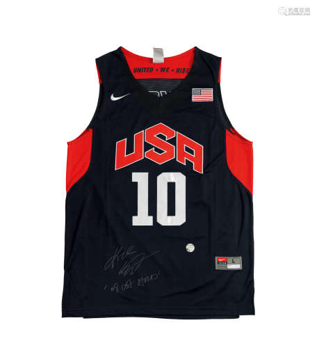 “黑曼巴”科比·布莱恩特（Kobe Bryant）亲笔签名北京奥运会美国国家队球衣