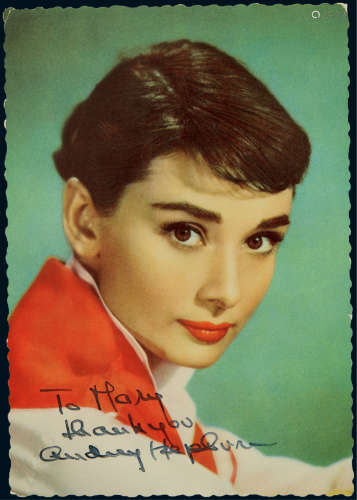 “奥斯卡女神”奥黛丽·赫本（Audrey Hepburn）亲笔签名赠言照片