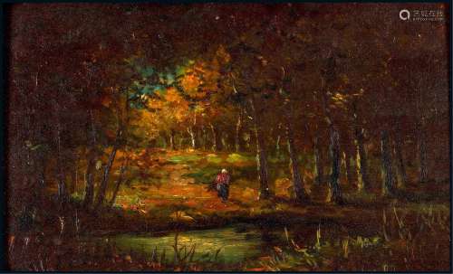 纳西斯·迪亚兹·德拉潘 油画《枫丹白露森林》