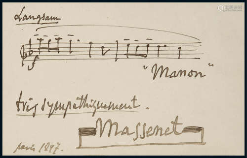 “法国著名作曲家”儒勒·马斯奈 （Jules Massenet）手书乐谱《曼侬》