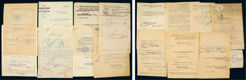 苏联元帅及高级军官亲笔签名批示文件1组共计15件