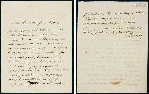 “法国小说之父”巴尔扎克（Honoré de Balzac）亲笔信