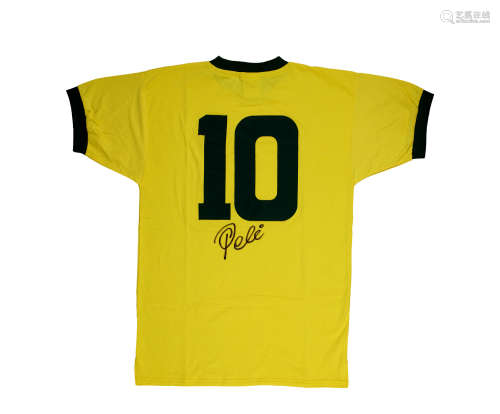 “球王”贝利（Pele）亲笔签名巴西队球衣