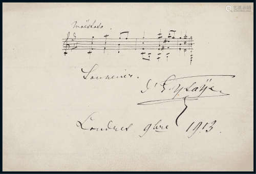“比利时著名小提琴家” 尤金·伊萨伊（Eugene Ysaye）手书乐谱