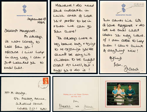 “英国最美王妃”戴安娜（Diana Spencer）亲笔信及贺卡