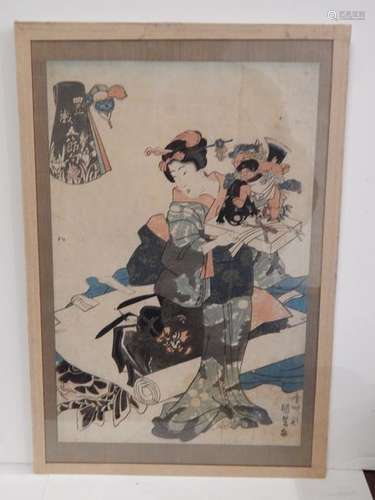 Kunisada. Oban tate e, série amusements des cinq f...