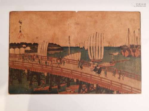 Hiroshige. Toto Meisho, le pont à Eitai à Fukagawa...