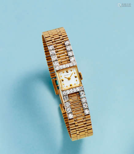 约1980年制 蒂芙尼 14K黄金 女款手动上弦镶钻腕表