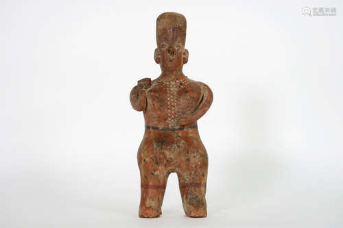 Mexican “Nayarit Culture” female figure in painted earthenware