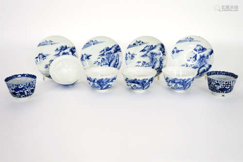 lot (6 pieces) with cups and saucers in 18th Cent. Chinese porcelain