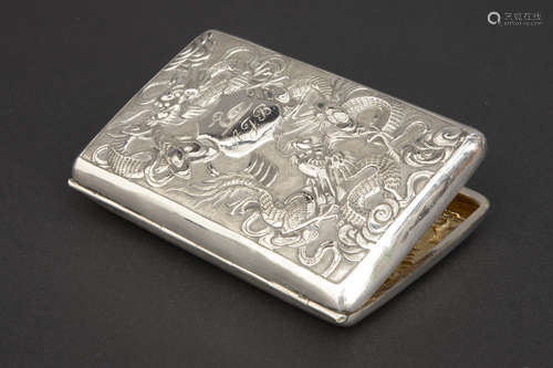 Chinese case in marked silver with dragons