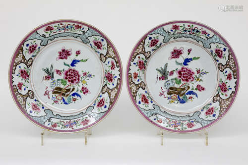 pair of quite large 18th Cent. Chinese ‘Famille Rose’ dishes in porcelain