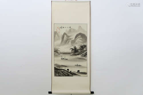 Chinese landscape painting on scroll