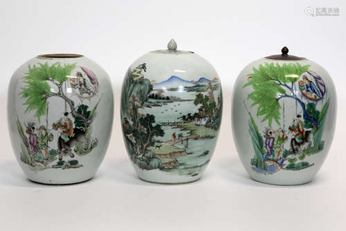 3 Chinese gingerpots in porcelain