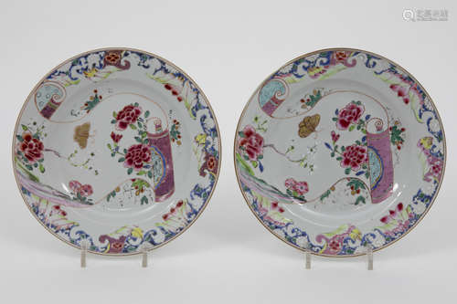 pair of 18th Cent. Chinese ‘Famille Rose’ plates in porcelain