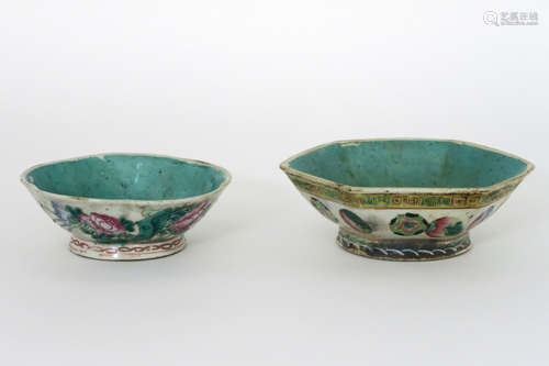 two small antique Chinese dishes in porcelain