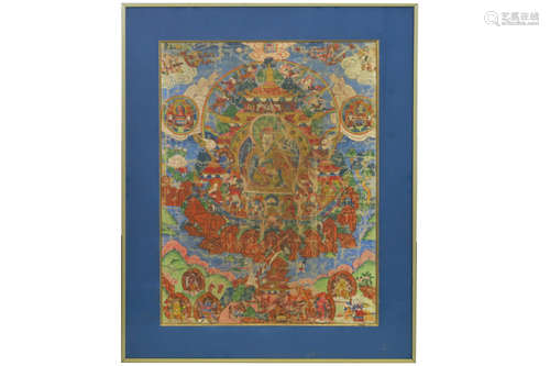 good antique Tibetan tangka with the representation of a lama