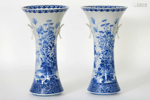 pair of antique Japanese vases in marked porcelain