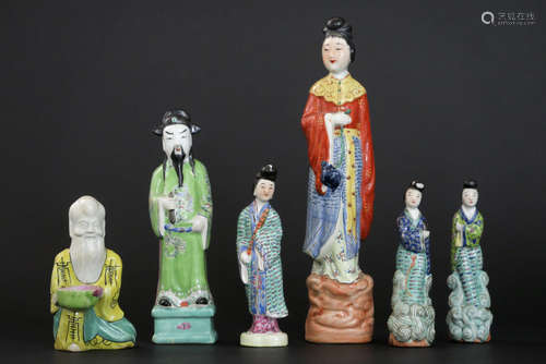 six Chinese figures in porcelain