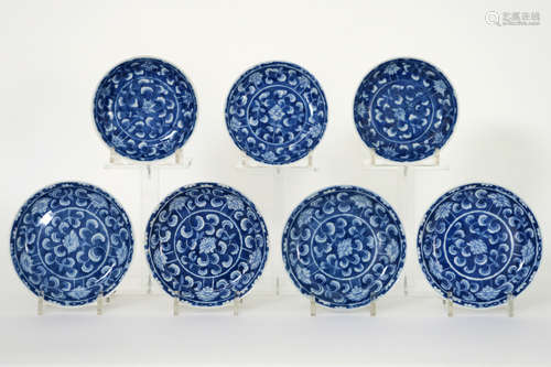 set of seven small early 18th Cent. Chinese Kang Xi plates in marked porcelain